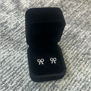 Silver Bow Stud Post Dainty Coquette Earrings✨